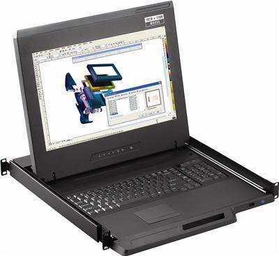 1U 17" WideScreen VGA and DVI-D 1080p High Resolution 1920 x 1080 Rackmount Monitor Touchpad Short Depth