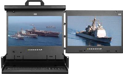 MRK-F17e-2R Cyberview 2U 17" Dual Display Center and Right VGA and DVI-D 1080p High Resolution Rackmount Monitor Keyboard Console Drawer Touchpad
