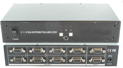 Shinybow SB-1110 2x8 VGA Switch/Splitter (2-in/8-out)