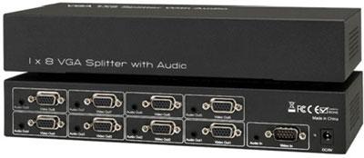 VGA Splitter Distribution Amplifier with Audio, 8 Port