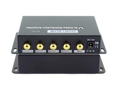 Composite Splitter Distribution Amplifier RCA Connectors, 4 Ports