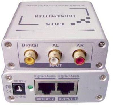 Composite Splitter Extender with Audio Over CAT5/6 UTP Cable, 2 Ports