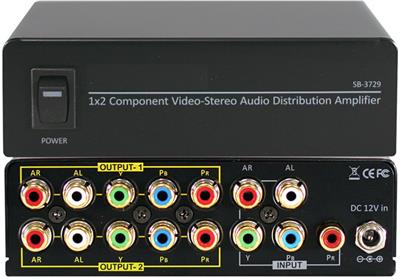 Shinybow SB-3729 1x2 Component Video Splitter Distribution Amplifier w/ Stereo Audio (RCA)