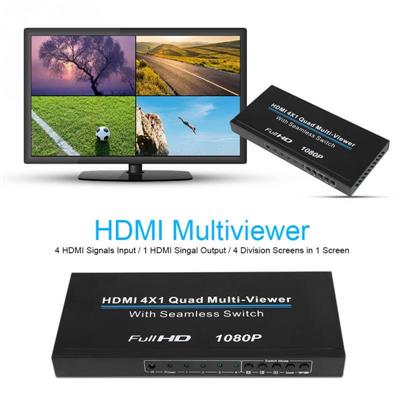 HDMI Quad Screen Multiviewer with seamless switching PIP/POP Scaler and Graphic Insert overlay Feature TCP/IP and WebGUI Control