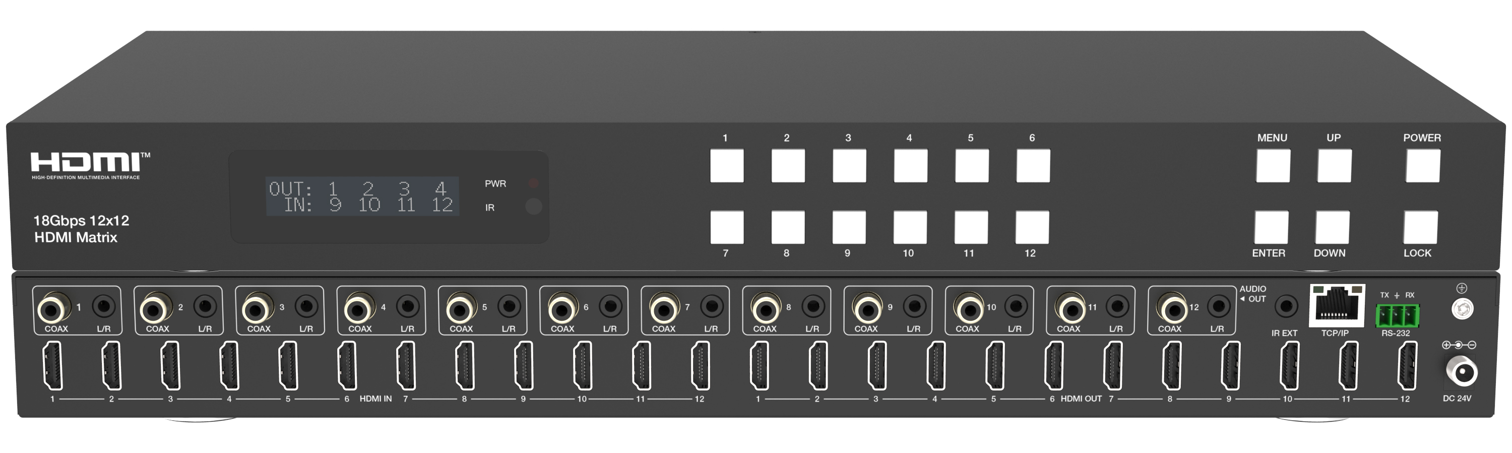 12x12 UHD 4K@60Hz HDR HDMI Matrix Switcher w/ Down Scaler SPDIF Audio Extractor