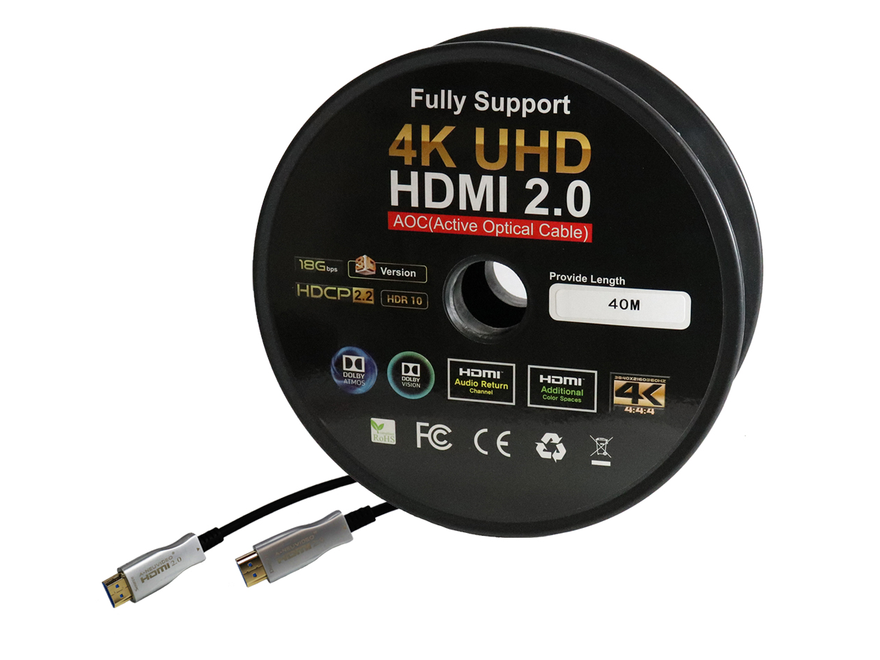 60M / 197 ft Fiber Optic 4K@60Hz HDMI 2.0 Active Optical Cable