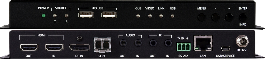 2x1 UHD+ HDMI/DP to HDMI Bi-Directional AV over IP AVX Fiber Transceiver (4K@60 444) w/ USB 2.0
