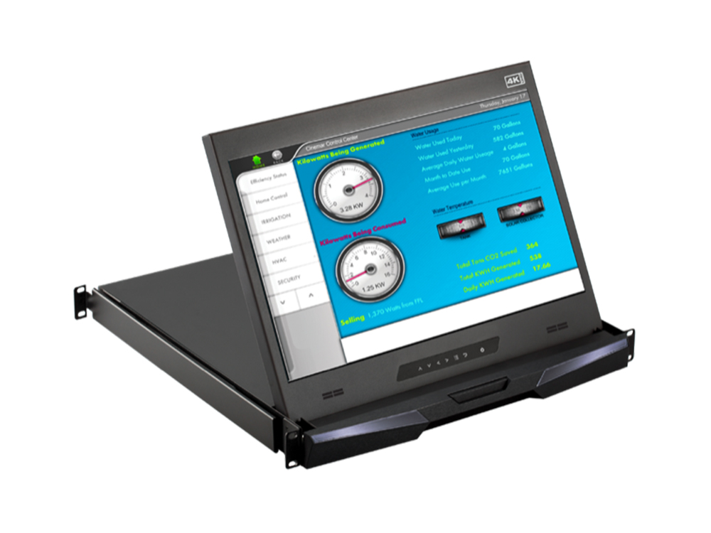 RP-K117-TRB Cyberview 1U 17" 4K LED Rack Mount Monitor Drawer with Display Port Resistive Touch Screen