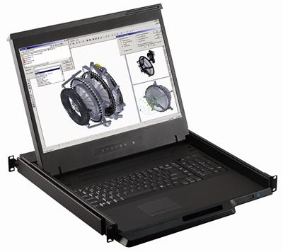 W119-S801b Cyberview 1U 19" Widescreen Rackmount Monitor Keyboard Drawer with integrated 8 Port USB KVM Switch Trackball