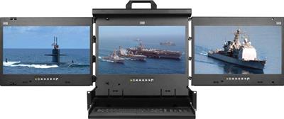 MRK-F17b-3 Cyberview 2U 17" Triple Display VGA and DVI-D 1080p High Resolution 1920 x 1080 Rackmount Monitor Keyboard Console Drawer Trackball