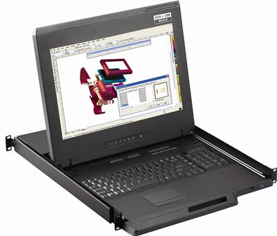 F117-1201De Cyberview 1U 17" DVI-D 1080p 1920 x 1080 Rackmount Monitor Keyboard with 12 Port DVI KVM Switch Touchpad