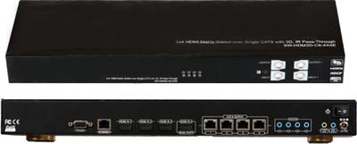 4X4 HDMI Matrix Switch 3D over Single Cat5e/Cat6 Cable with RS232 and IR, 4 Receivers included