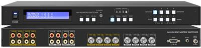 Shinybow SB-5544BNC 4x4 Composite Video with Stereo Audio w/ 4-Zone Volume Control Matrix Switch (BNC)