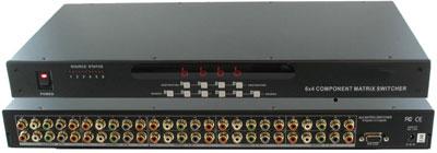 6x4 Component Matrix Switch 6 inputs and 4 outputs with audio, RS232 and Infra Red Remote 1U Rackmount