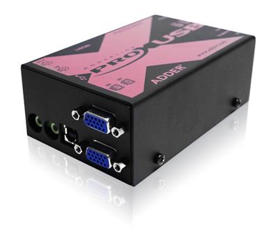 AdderLink X-USBPRO-MS2 - Dual Head VGA, Audio and 4-port USB hub (full speed) extender to 300 meters over two CATx cables.