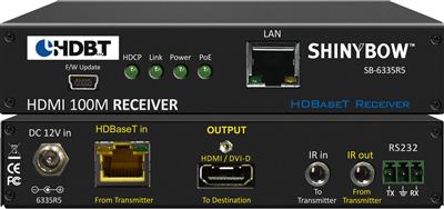 Shinybow SB-6335R5 5-Play HDBaseT™ PoH RECEIVER up to 330 Feet (100M) – (Single LAN, 2-way IR, RS-232, HDMI)
