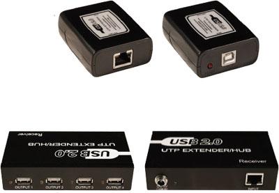 USB Extender 330ft with 4 Port USB Hub on remote unit