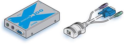 X100 extender pair - VGA and PS/2 extender to 50 meters with dongle transmitter, no DeSkew-