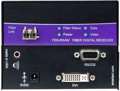 FDX-AVS SmartAVI DVI Fiber Extender with Audio and RS232 upto 1400ft