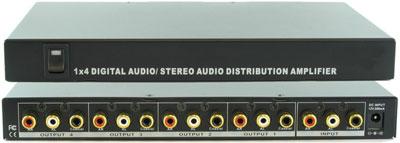 Shinybow SB-3710 1x4 Digital/Analog Audio Distribution Amplifier Splitter