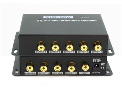 Composite Splitter Distribution Amplifier RCA Connectors, 9 Ports