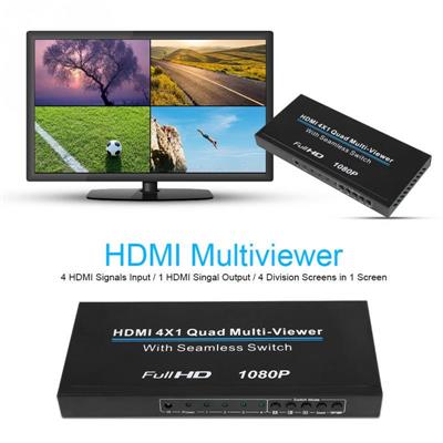 4-Port HDMI Quad Multi-Viewer with Seamless Switching (4x1 HDMI Switch,  1080p In, 4K/30Hz Out)