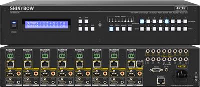 Shinybow SB-5688CAK 8x HDMI Inputs / 8x HDMI & 8x HDBaseT™ Outputs - UHD 4K2K Matrix Routing Switch w/ EDID Management/Learning w/ Auxiliary Audio I/O