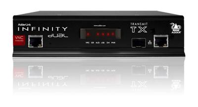 ALIF2112T-US Adder INFINITY Dual Transmitter with built-in RealVNC Dual head or Dual Link DVI, USB and audio extension over Gigabit ethernet or Fiber