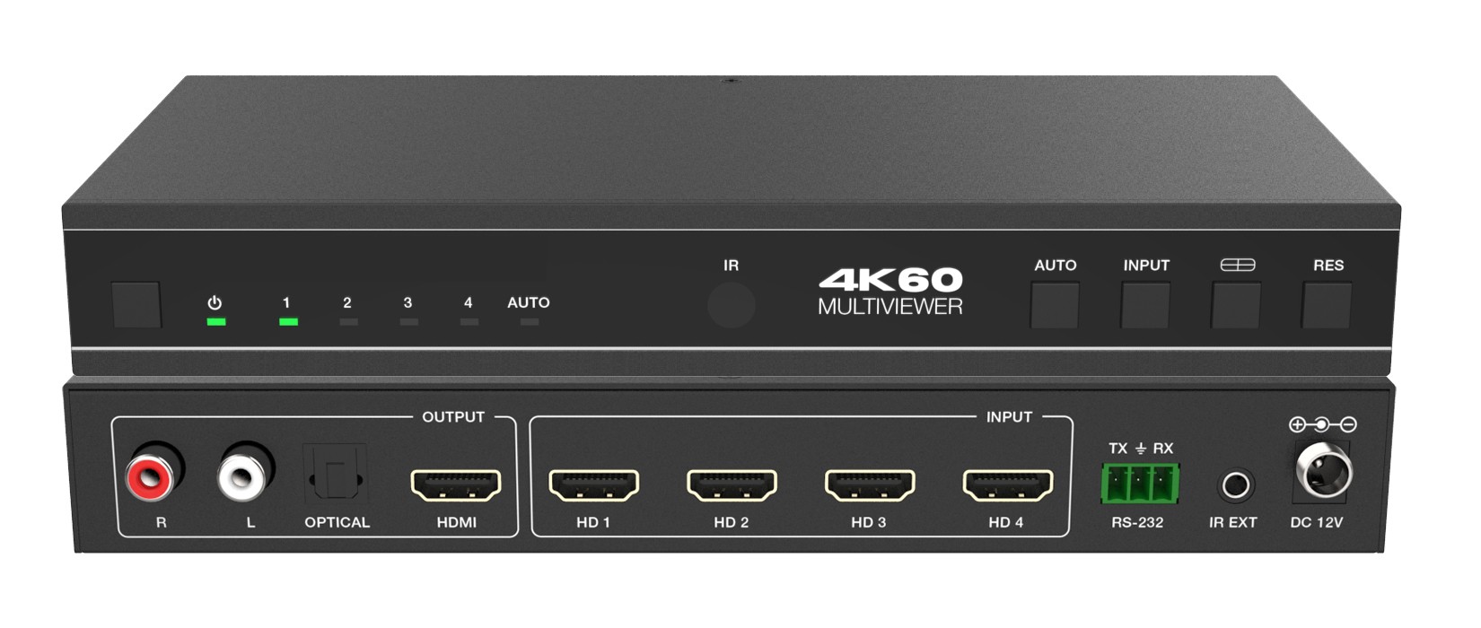 4x1 4K60 UHD Quad/PiP/PoP Multiviewer Seamless Video Switcher