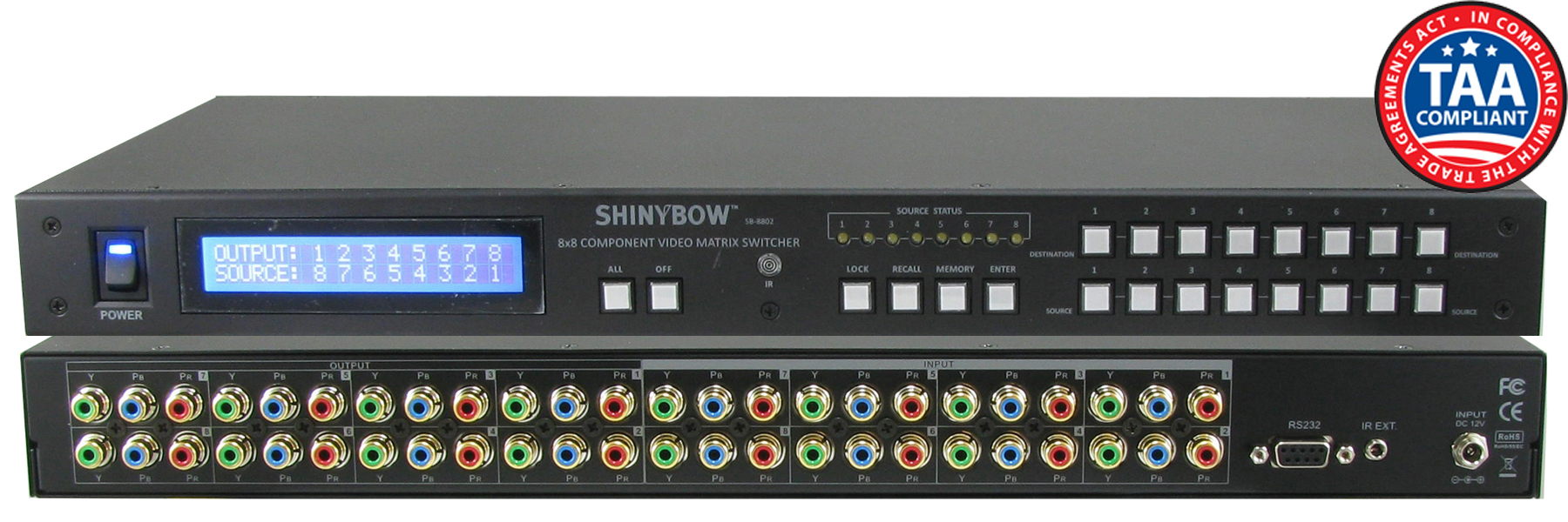 8x8 Component HDTV Video Matrix Routing Switcher - No Audio