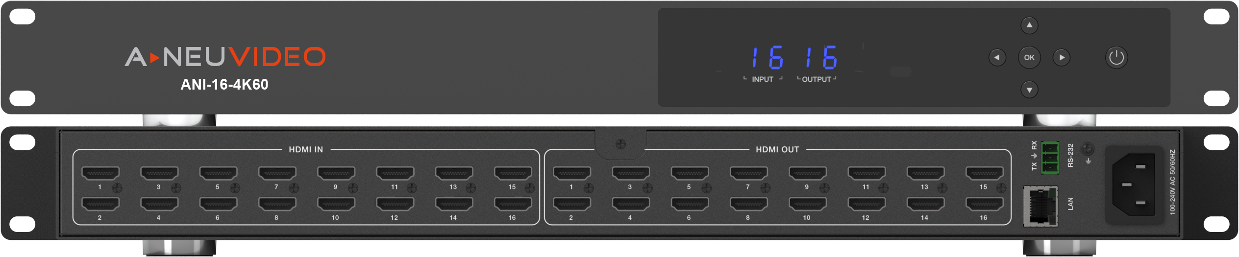 16x16 UHD 4K@60Hz HDMI Matrix Switcher w/ Smart EDID Management