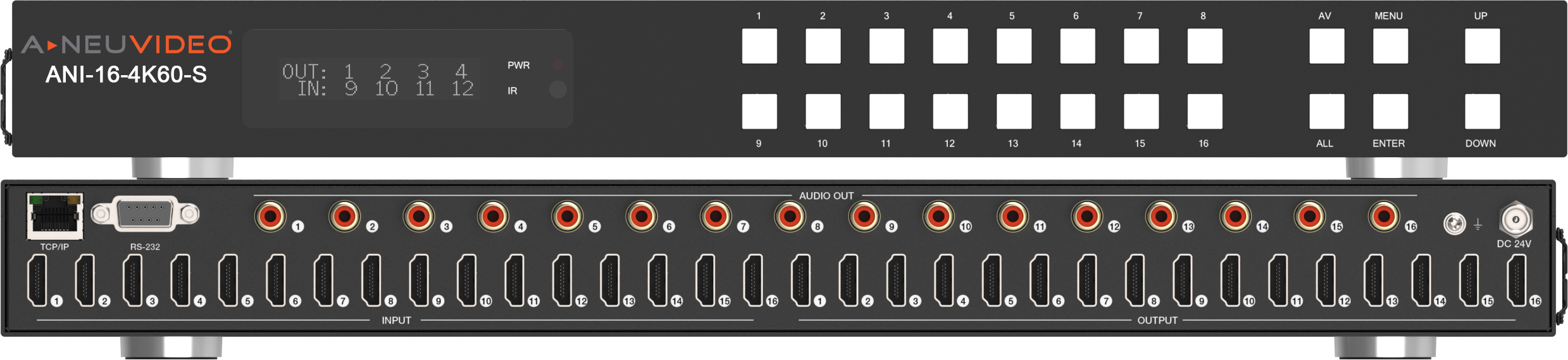 16x16 UHD 4K@60Hz HDR HDMI Matrix Switcher w/ Down Scaler SPDIF Audio Extractor