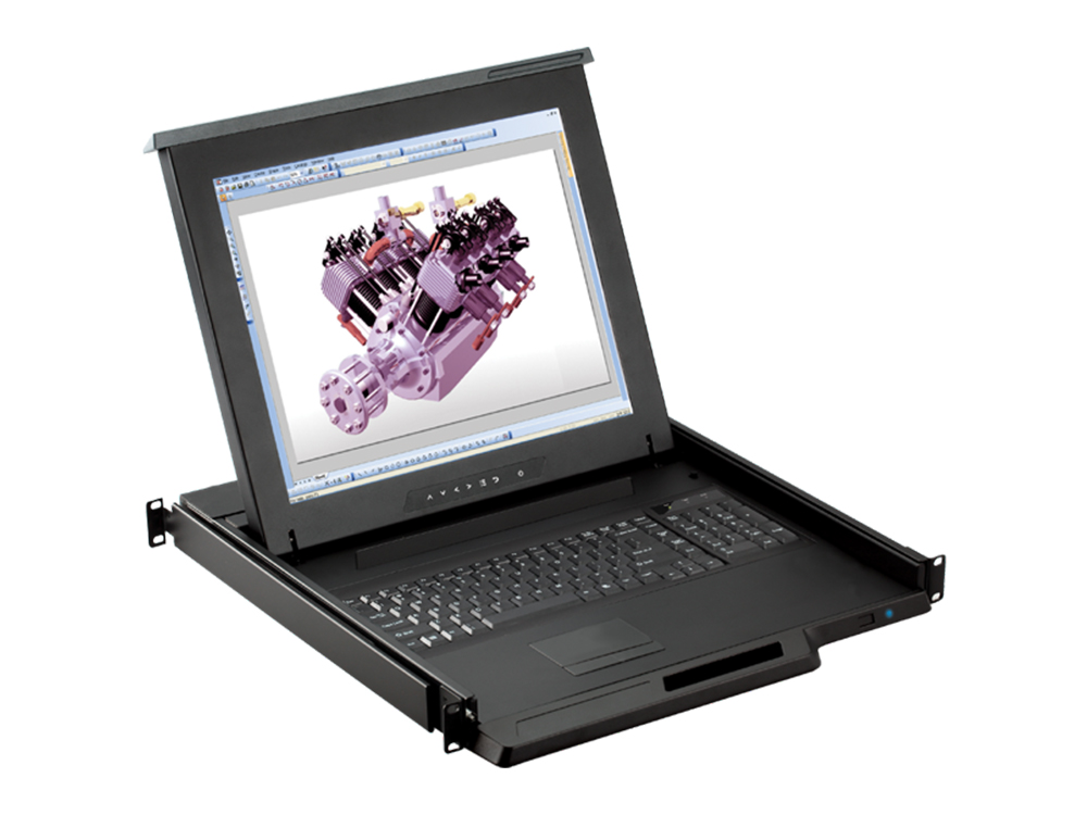 1U 19" Rackmount Monitor Keyboard Drawer Combo with USB and PS2 Interface Touchpad