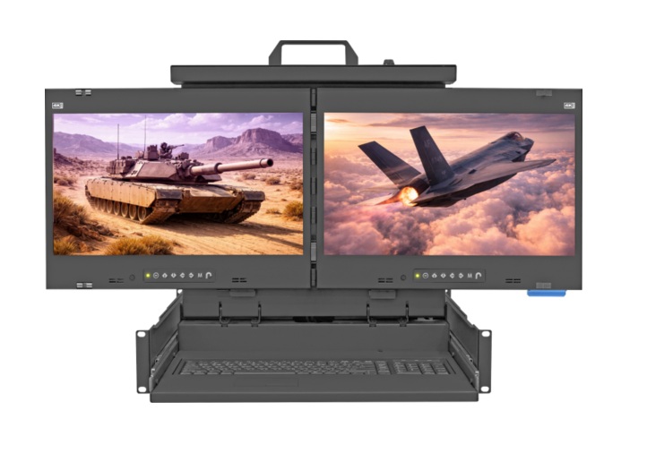 MRK-K17e-2C CyberView 2U 4K 17.3 inch Dual-Display Rackmount Monitor Console Drawer with Touchpad product image