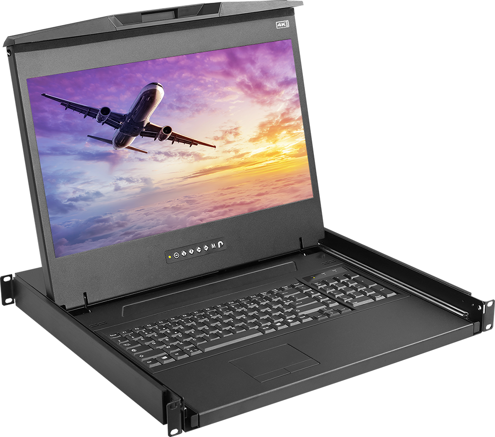 K119-801Kb CyberView 1U 18.4 inch 4K Rackmount LCD Console Drawer Trackball with 8 port 4K HDMI KVM Switch product image