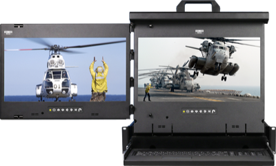 MRK-X17e-2L CyberView 2U WUXGA 16.2 inch Dual Display Left and Center Rackmount Monitor Console Drawer with Touchpad product image