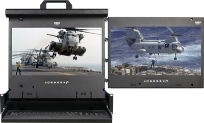 MRK-X17e-2R CyberView 2U WUXGA 16.2 inch Dual Display Center and Right Rackmount Monitor Console Drawer with Touchpad product image